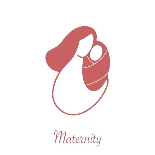 Ilustrace loga, matka s novorozencem v náručí. — Stockový vektor