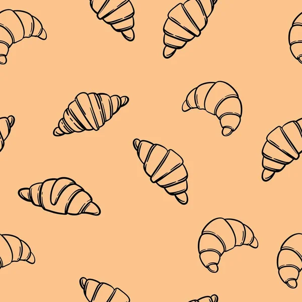 Seamless pattern with croissant. Line drawing. Pattern for bakery.