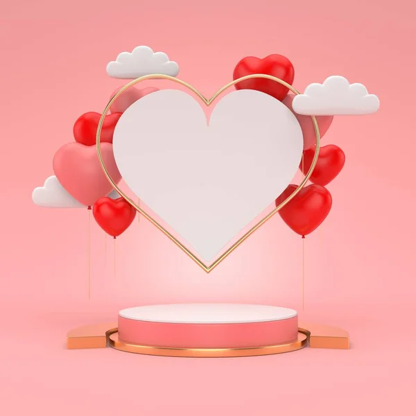 Rendern Podium Für Den Valentinstag Abstrakte Szene Für Displayprodukt — Stockfoto