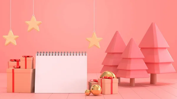 Renderizar Imagem Papel Calendário Branco Para Próximo Ano Objetivo Decorar — Fotografia de Stock