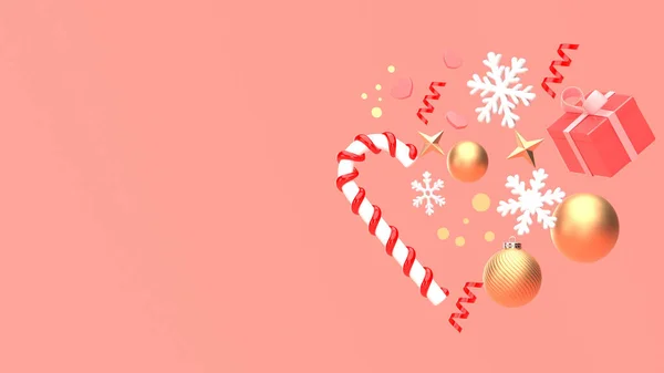 Vykreslení Obraz Vánočních Novoroční Ozdoby Izolovat Kopírovat Prostor Růžové Pozadí Stock Fotografie
