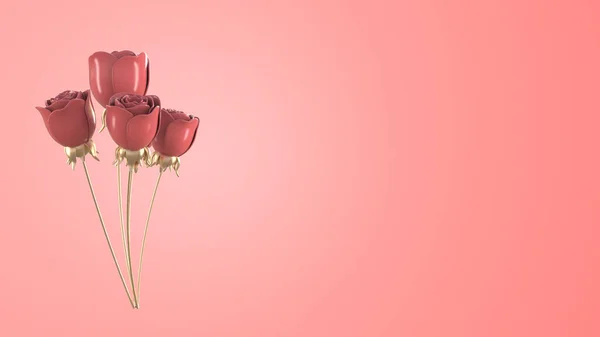 Abstraktní Metalické Růžové Růže Valentine Koncept Vykreslování Růžové Pozadí Royalty Free Stock Fotografie