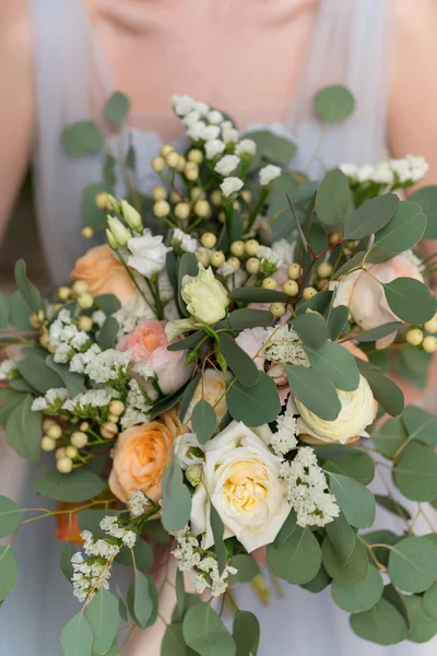 Bryllup boho buket med eukalyptus - Stock-foto