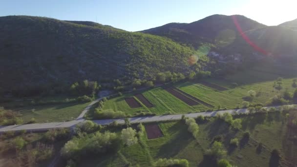 Aerial view over the Bosnia highway — Stock Video