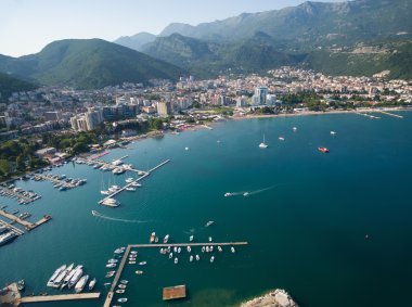 Karadağ 'da Eski Budva' nın Hava Görüntüsü.
