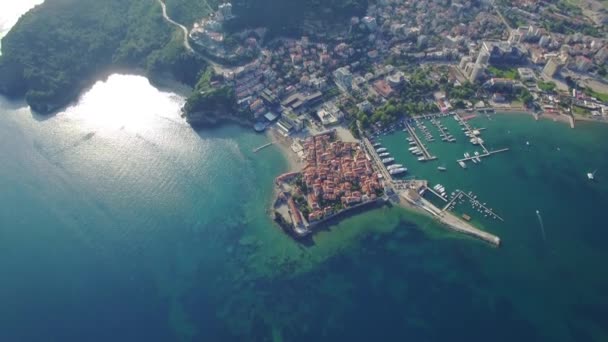 Vista aérea de Old Budva en Montenegro. — Vídeos de Stock