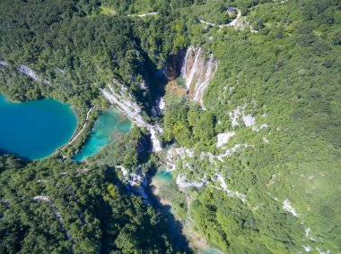 Plitvice Gölleri Milli Parkı, Hırvatistan güzel doğanın havadan görünümü