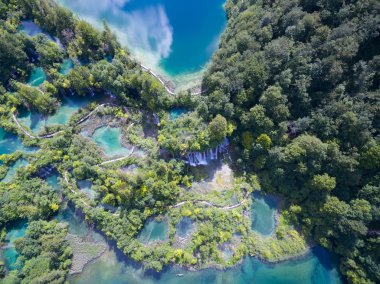 Plitvice Gölleri Milli Parkı, Hırvatistan güzel doğanın havadan görünümü