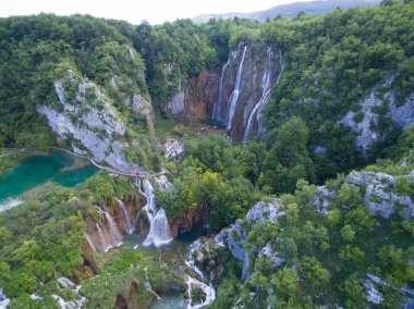 Plitvice Gölleri Milli Parkı, Hırvatistan güzel doğanın havadan görünümü