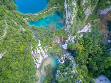 Plitvice Gölleri Milli Parkı, Hırvatistan güzel doğanın havadan görünümü