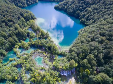 Plitvice Gölleri Milli Parkı, Hırvatistan güzel doğanın havadan görünümü
