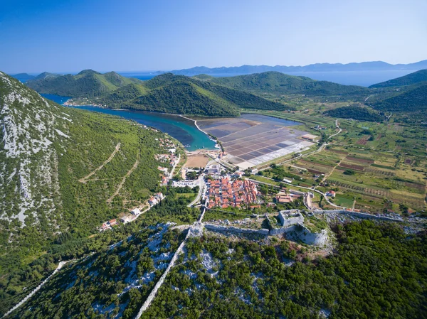 Aerial view of saltworks in Ston town. — Stock Photo, Image