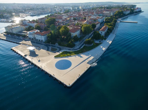 Aerial view of square with a Greeting to the Sun - 22 m diameter circle — Stock Photo, Image