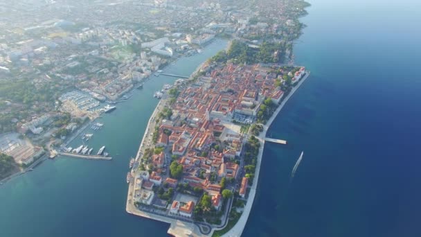Aerial view of the city of Zadar. — Stock Video
