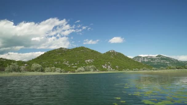 Rzeka Crnojevicha i widok na jezioro Skadar z łodzi — Wideo stockowe