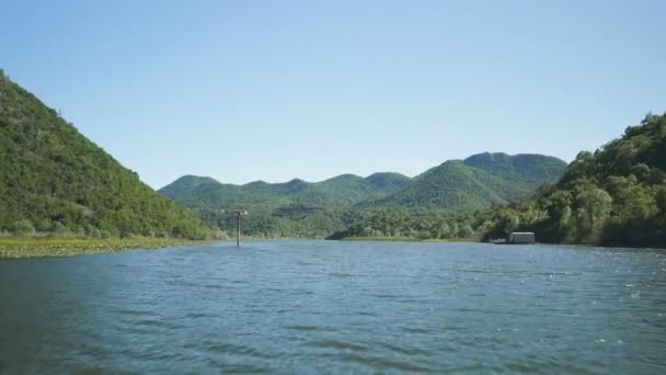 Crnojevicha rivier en Skadar uitzicht op het meer vanaf de boot — Stockvideo