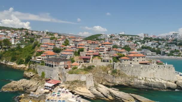 Vista aérea da cidade velha de Ulcinj — Vídeo de Stock