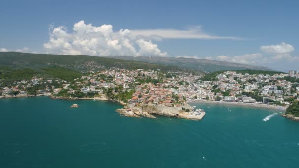 Veduta aerea della città vecchia di Ulcinj — Video Stock