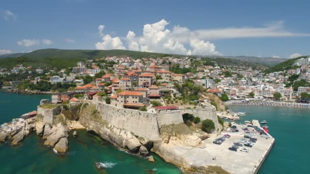 Veduta aerea della città vecchia di Ulcinj — Video Stock