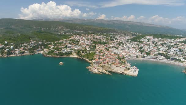 Vista aérea da cidade velha de Ulcinj — Vídeo de Stock