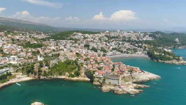 Vista aérea de la ciudad vieja de Ulcinj — Vídeo de stock