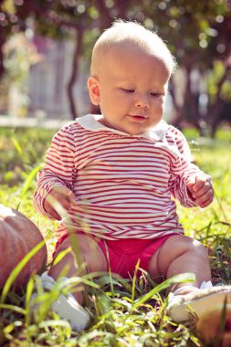 Çocuk yaz bahçesinde