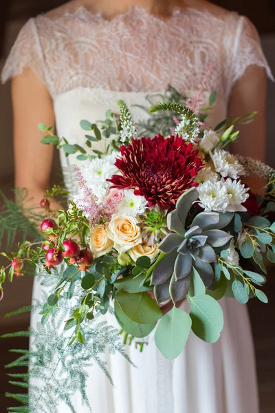 Bruids boeket met succulente — Stockfoto