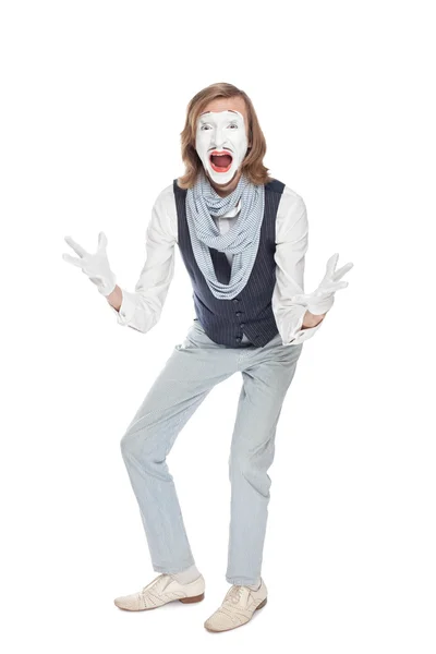 俳優 mime が奔放な喜びを示しています — ストック写真