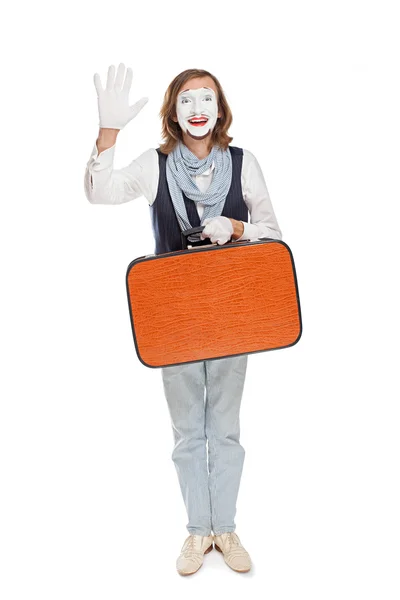 Mime skuespiller nogen hilser - Stock-foto