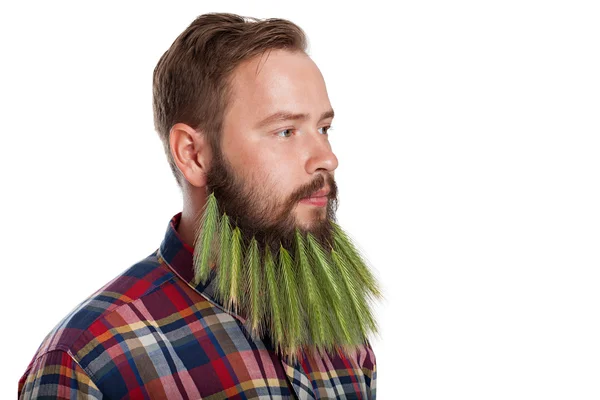 Portret przystojnego mężczyzny z brodą — Zdjęcie stockowe