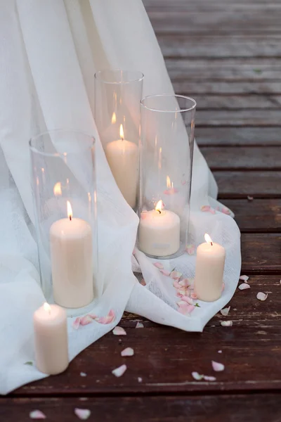 Candles in glass cylinders — Stock Photo, Image