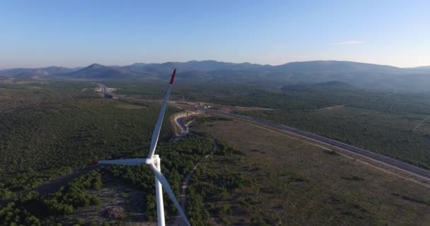 Vue aérienne des éoliennes — Video