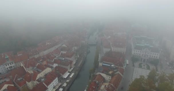 Widok z lotu ptaka na Lublanę — Wideo stockowe