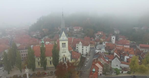 Luchtfoto van Ljubljana — Stockvideo