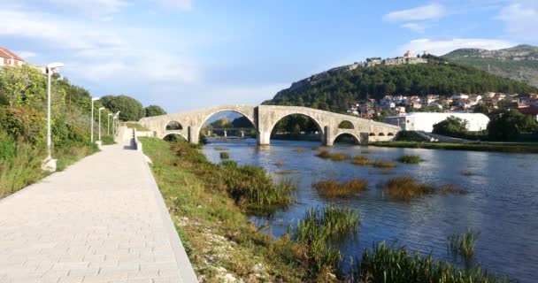 Puente viejo en Trebinje, fondo de viaje de arquitectura — Vídeo de stock