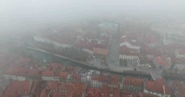 Вид с воздуха на Любляну — стоковое видео