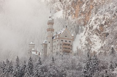 Neuschwanstein Şatosu kış peyzaj