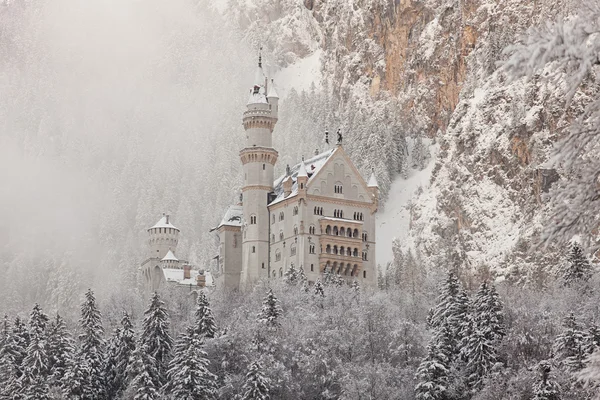 Castillo de Neuschwanstein en paisaje invernal — Foto de Stock