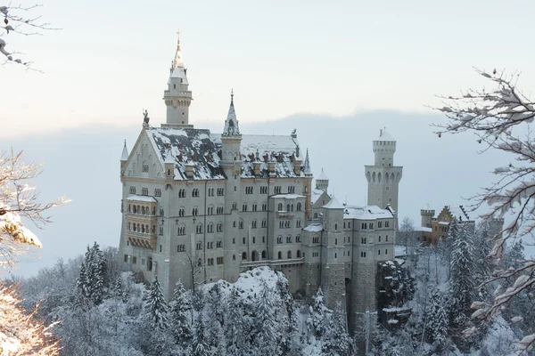 Замок Нойшванштайн в зимнем пейзаже — стоковое фото