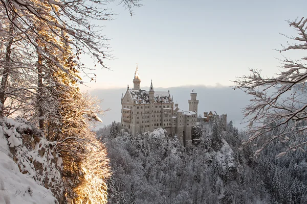 Castelo de Neuschwanstein na paisagem de inverno — Fotografia de Stock