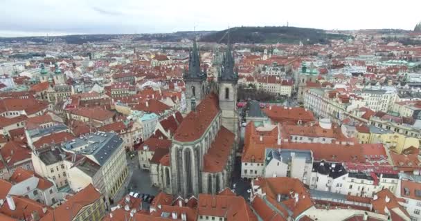 Luchtfoto van praag, tsjechische republiek. — Stockvideo