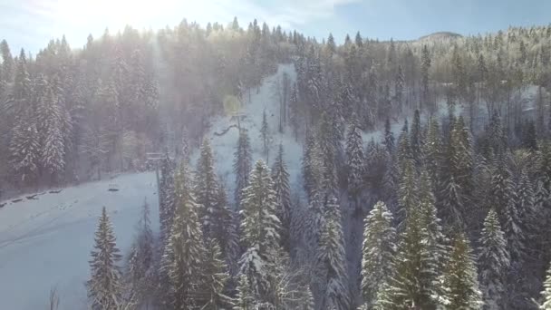 Vista aérea de la estación de esquí — Vídeos de Stock