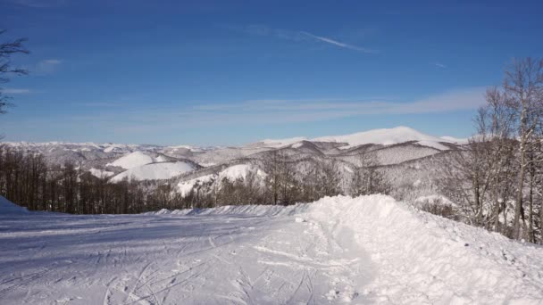 Skigebied in de winter — Stockvideo