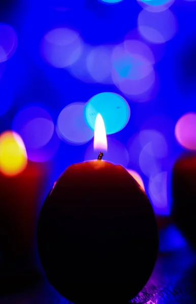 Candle Lights Darkness Colorful Light Effects Bokeh Solemn Moments Wallpaper — Stock Photo, Image