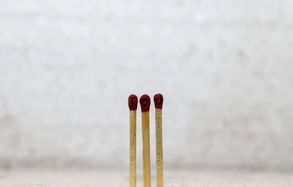 I Love You on Match Sticks. Matchstick art photography used matchsticks to create a love concept.