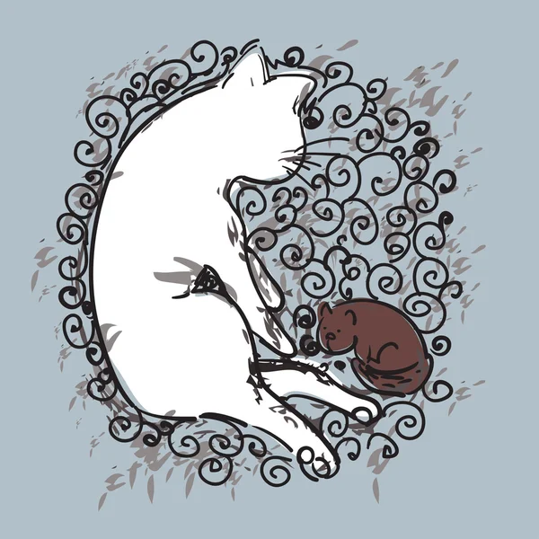 猫と子猫 — ストックベクタ