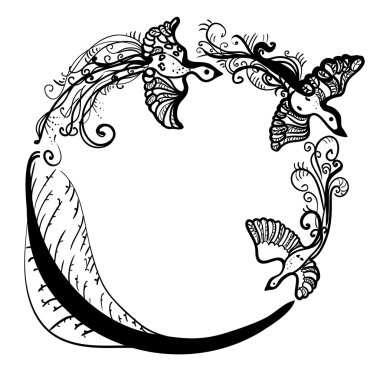 Siyah ve beyaz kuşlar çerçeve