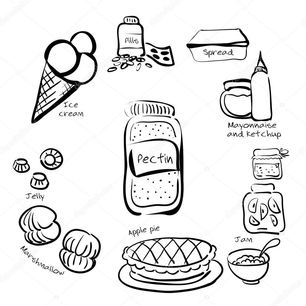 Infografías esbozadas uso de pectina. 2024