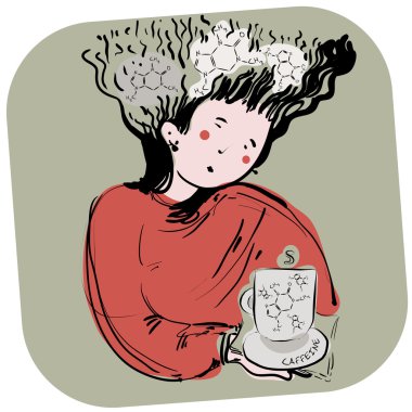 Bir kız ile bir fincan kafein