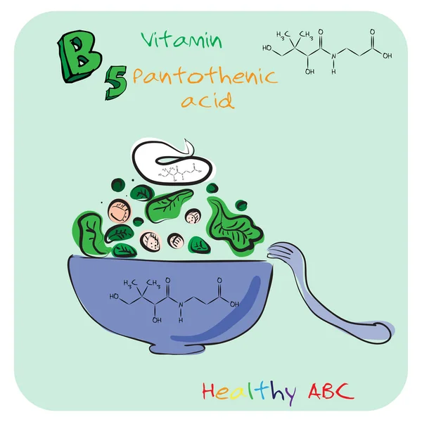 Zdravé abc: vitamin b 5 — Stockový vektor